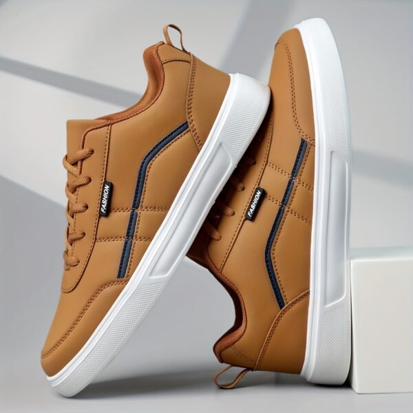 Men'S Retro Low-Top Lace-Up Sneakers - Lightweight Casual & Sport Shoes with Synthetic Cover Upper, EVA Sole & Breathable Fabric Lining, Navy Blue & Orange Accents for Daily Wear, Running, Gym, Gym Shoes - Image 3