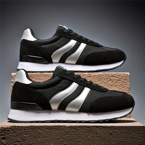 AOPLUS Men's Breathable Casual Sneakers - Lightweight Running Shoes with Cushioned Insole, Durable Rubber Sole, and Stylish Color Block Design for Sports and Casual Attire - Image 4