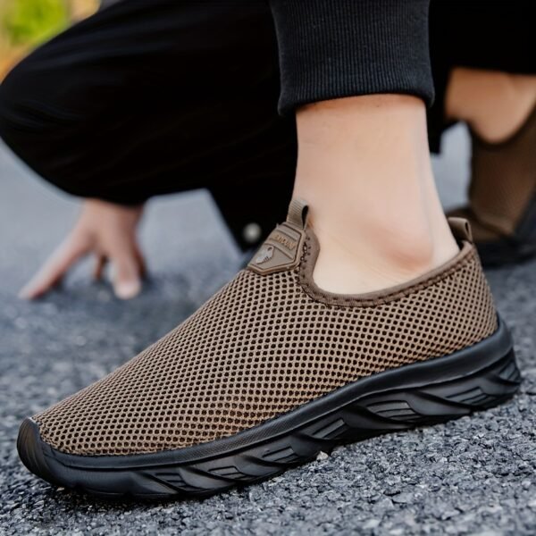 Men’s Black Mesh Slip-On Sneakers – Stylish Lace-Up Running Shoes - Image 11