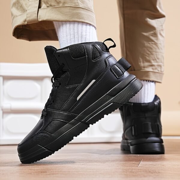High-Top Casual Sneakers in Black & White - Breathable Fabric, Non-Slip EVA Sole, Lace-Up, Versatile for All Seasons, Sizes 5-14 - Image 9