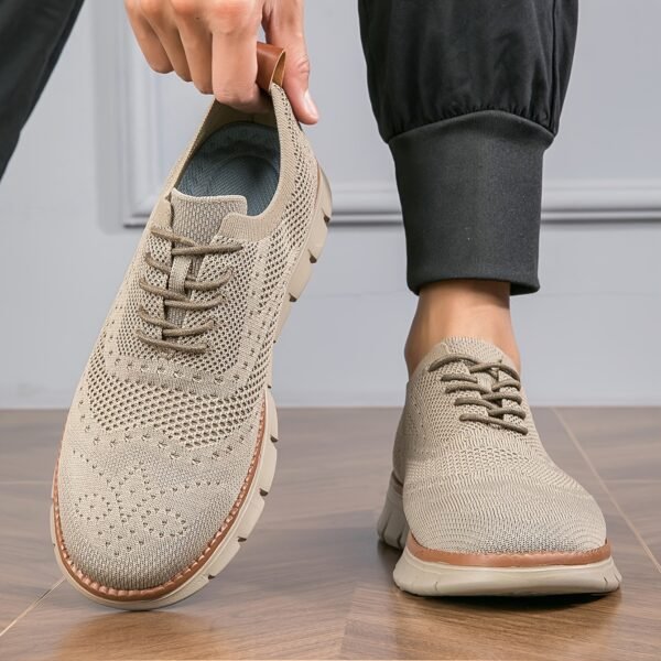 Plus Size Men’s Breathable Woven Knit Sneakers – Durable Non-Slip Lace-Up Shoes - Image 3