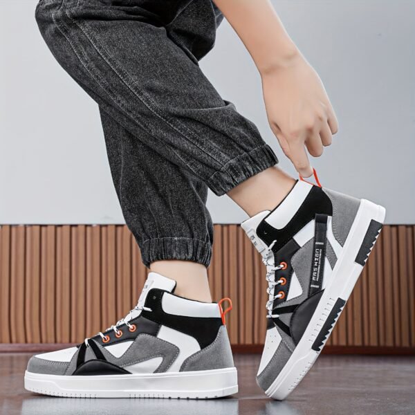 Men's High-Top Running Shoes - Fashion Sports & Outdoor Sneakers with Graphic Letter Print, Stability Pronation, Lightweight, Lace-up Closure, PU Upper, Fabric Inner, EVA Sole - Comfortable for Casual Street Style, Hiking, All Seasons - Image 4