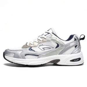 Men's Stylish Sports Shoes In Black With Silvery, Breathable Mesh, And Large Sizes 40-46, Perfect For Casual Wear.