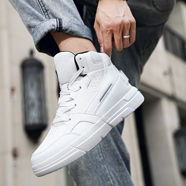High-Top Casual Sneakers in Black & White - Breathable Fabric, Non-Slip EVA Sole, Lace-Up, Versatile for All Seasons, Sizes 5-14 - Image 4