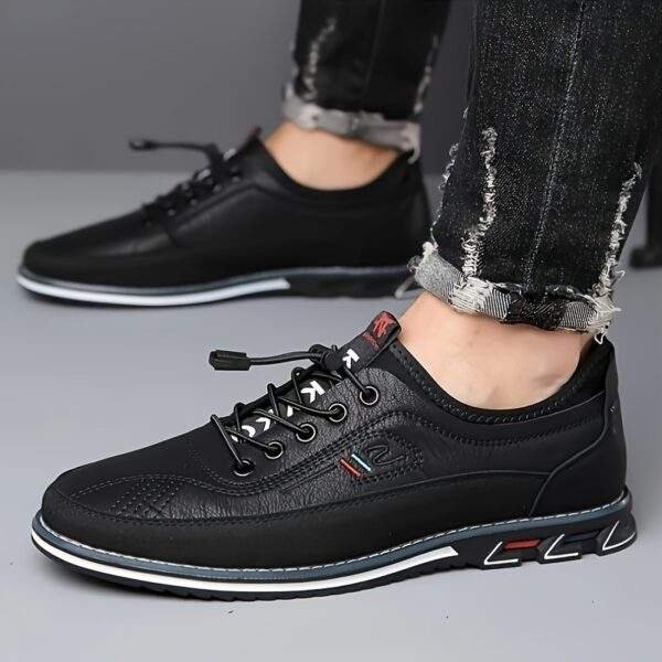 Yundong1981 Men's Slip-On Casual Sneakers - Low-Top Upper, Rubber Sole, Black with Red Accents for Outdoor Hiking & Daily Wear, Hiking Gear, Versatile Footwear, Stylish Footwear, Quality Footwear, Laceup Shoes, Active Lifestyle - Image 10