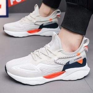 Plus Size Men’s Breathable Woven Knit Running Shoes – Non-Slip Soft Sole