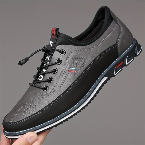 Plus Size Men’s Business Color Block Walking Shoes – Comfy Non-Slip Lace-Up Rubber Sole - Image 2