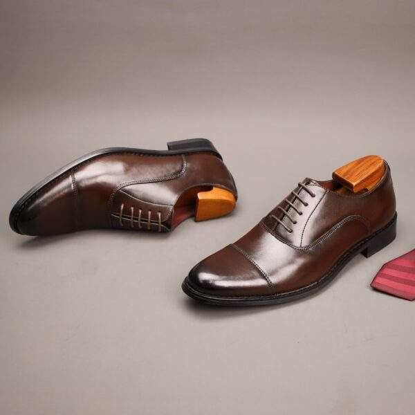 Men’s Vintage Cap Toe Oxford Shoes – Split Cow Leather, Non-Slip Formal Footwear - Image 6