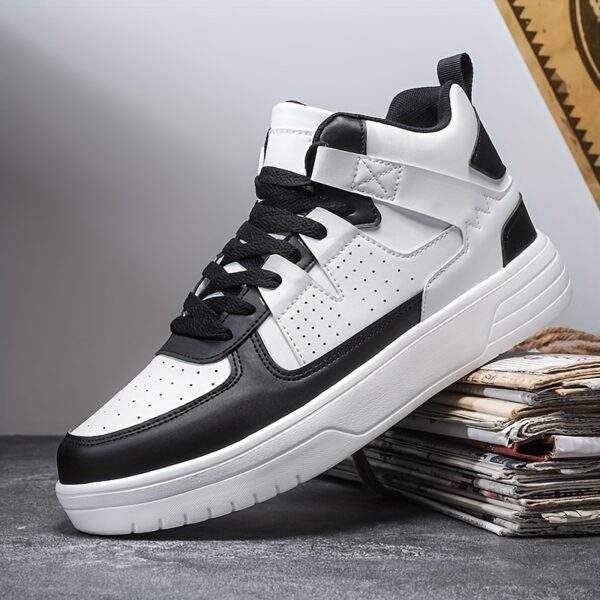 Men’s High-Top Fashion Sneakers – Casual Sports Lace-Up Running Shoes, PU Upper, EVA Cushioned Insole, MD Sole, All-Season Comfort - Image 5