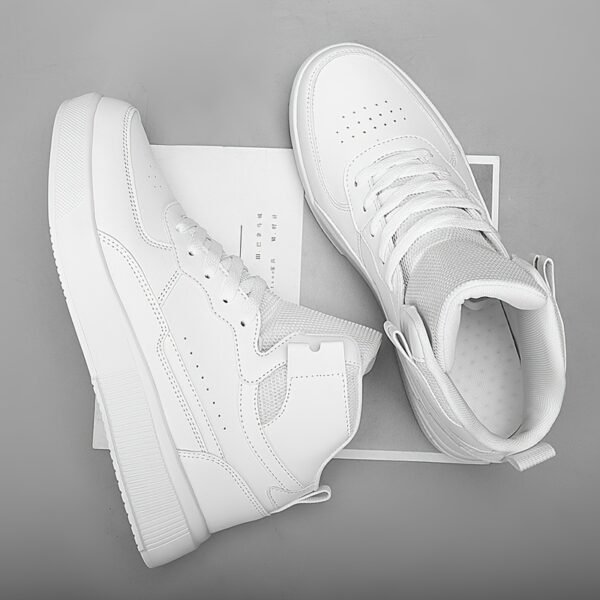 Men'S High-Top Casual Sneakers, Thick Sole Comfortable Lace-Up Shoes, All-Season Fabric Sneakers with EVA Insole, Round Toe Design, and Tread for Outdoor Activities - Image 3