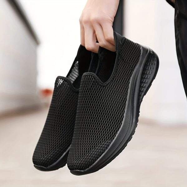 Men’s Breathable Knit Slip-On Sneakers – Lightweight Dark Green Casual Shoes