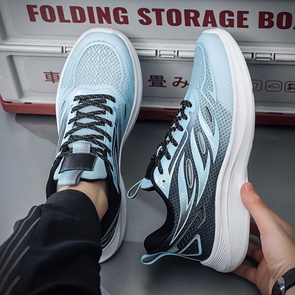 Plus Size Men's Trendy Woven Knit Breathable Running Shoes - Image 8