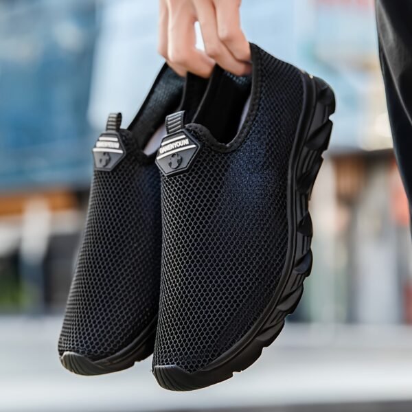 Men’s Black Mesh Slip-On Sneakers – Stylish Lace-Up Running Shoes - Image 13