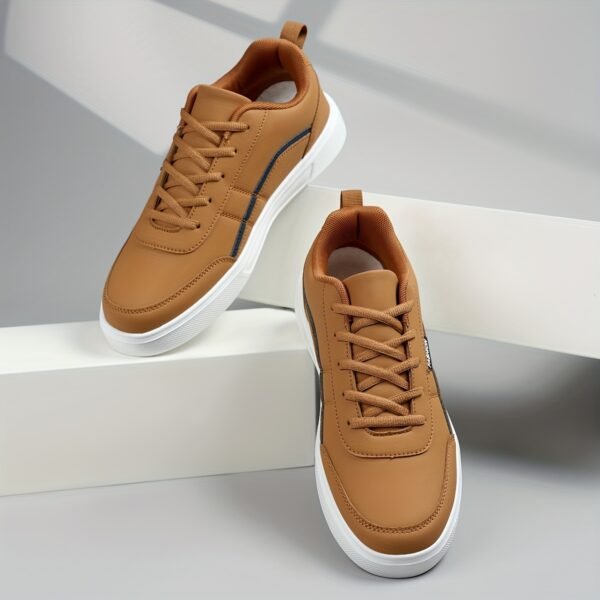 Men'S Retro Low-Top Lace-Up Sneakers - Lightweight Casual & Sport Shoes with Synthetic Cover Upper, EVA Sole & Breathable Fabric Lining, Navy Blue & Orange Accents for Daily Wear, Running, Gym, Gym Shoes - Image 6