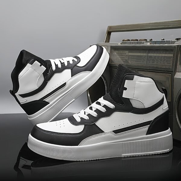 Men'S High-Top Casual Sneakers - Black & White Two-Tone Design, Lace-Up, Comfortable EVA Sole, All-Season Versatile Footwear for Everyday and Outdoor Activities - Image 6