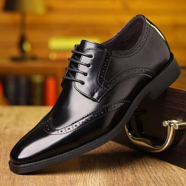 Plus Size Men’s Classic Wing-Tip Derby Shoes – Comfy Non-Slip Dress Shoes - Image 4