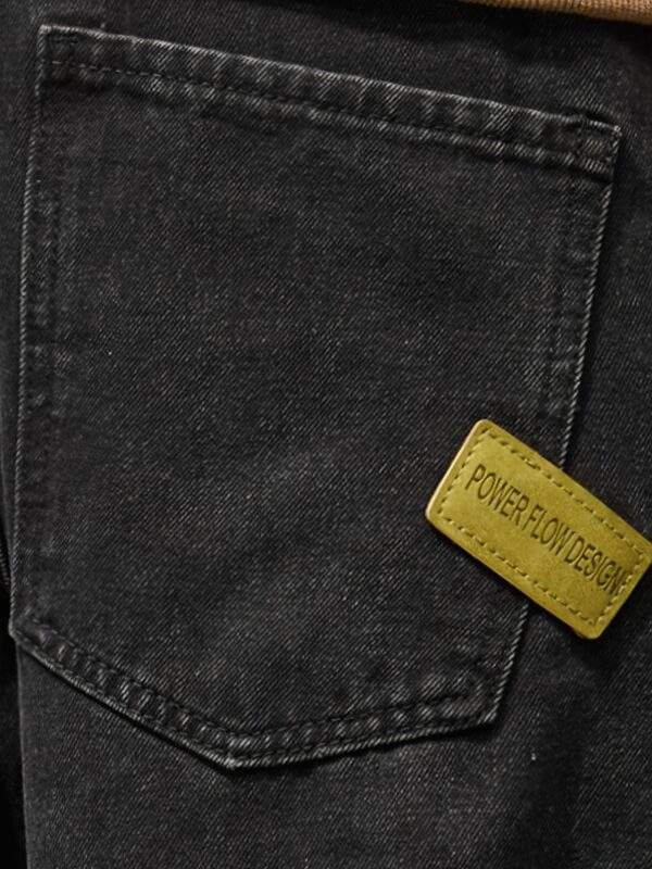 Men’s High-Waisted Black Jeans – Loose Fit Washed Denim for Casual All-Season Wear - Image 5