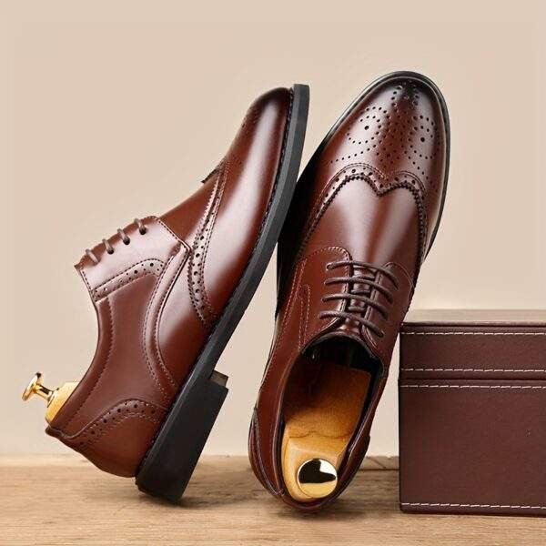 JIT2025 Men’s Black Brogue Oxford – Versatile Lace-Up Dress Shoes - Image 4