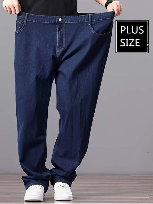 Men’s High-Waist Stretch Denim Jeans – Loose Straight-Leg, Durable & Versatile, Plus Size, Long Pants - Image 5