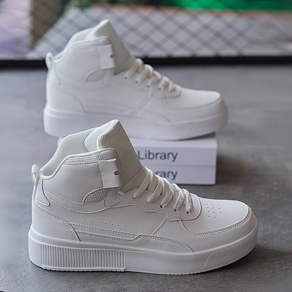Men'S High-Top Casual Sneakers, Thick Sole Comfortable Lace-Up Shoes, All-Season Fabric Sneakers with EVA Insole, Round Toe Design, and Tread for Outdoor Activities - Image 6