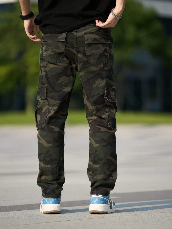 Men’s Plus Size Camo Cargo Jeans – Stretch Slim Fit Denim with Pockets, Olive Green, Casual Style for Spring/Summer/Fall, Skinny Fit, PLUS SIZE - Image 2