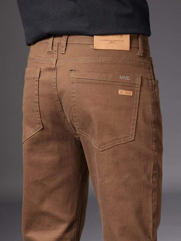 New Men’s High-End Coffee-Colored Casual Jeans – Slim Straight, Elastic, Body-Shaping, Versatile Korean Style for Indoor & Outdoor Summer Wear - Image 6