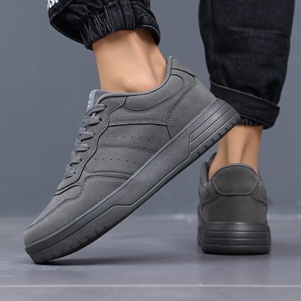 Men's Lightweight Durable Casual Sneakers - Low-Top Lace-Up Outdoor Shoes with PU Upper & MD Sole, All-Season Versatile Design for Hiking, Running, Daily Wear - Breathable Fabric Lining & Round Toe Comfort, Hiking Streetwear, Sporty Look, Secure Fit Closure - Image 7