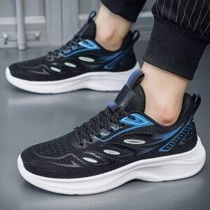 Plus Size Men's Trendy Woven Knit Breathable Running Shoes