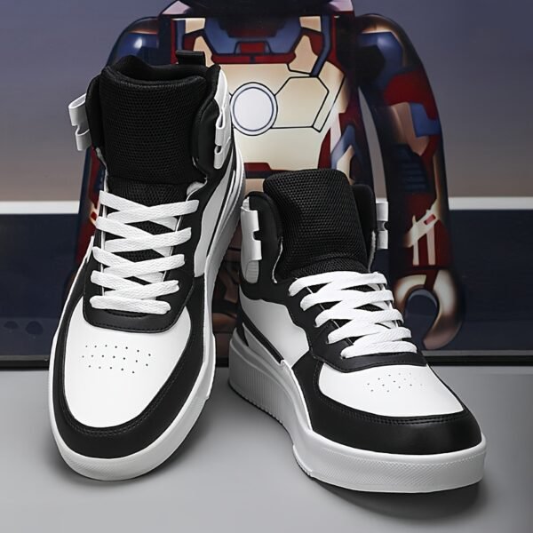 Men'S High-Top Casual Sneakers, Thick Sole Comfortable Lace-Up Shoes, All-Season Fabric Sneakers with EVA Insole, Round Toe Design, and Tread for Outdoor Activities - Image 8