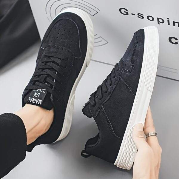 Men’s Black Casual Sneakers – Trendy Low-Top Lace-Up Shoes - Image 5