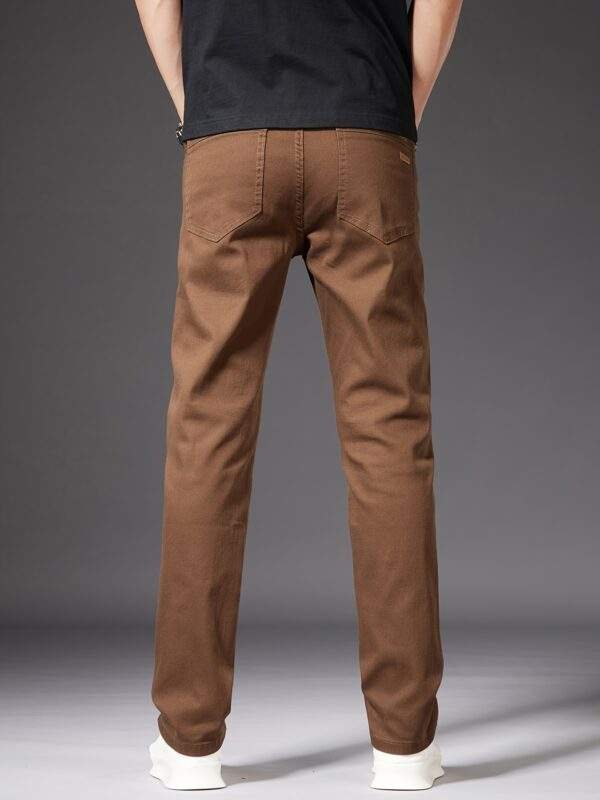 New Men’s High-End Coffee-Colored Casual Jeans – Slim Straight, Elastic, Body-Shaping, Versatile Korean Style for Indoor & Outdoor Summer Wear - Image 2