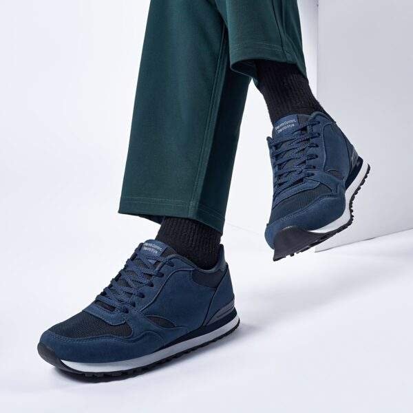 Men'S Stylish Low-Top Sneakers - Breathable Mesh, Lace-Up Running Shoes with Stylish Gray and Navy Design, Perfect for Casual and Street Wear, Casual Street Shoes|Minimalist Style|Breathable Upper, Sneakers - Image 5