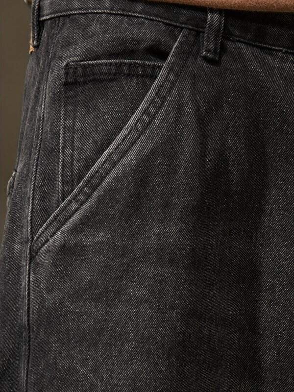 Men's High-Waist Loose Fit Black Denim Jeans - Image 4