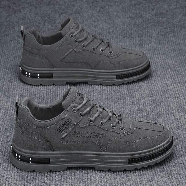Men's Lightweight Skate Sneakers - Stylish Beige Casual Sneakers with Durable PU Upper, Breathable Fabric Lining, and Non-Slip PVC Sole for Casual Attire, Hiking & Outdoor Activities, Everyday Shoes | Sporty Style | Breathable Lining, Skate Shoes - Image 6