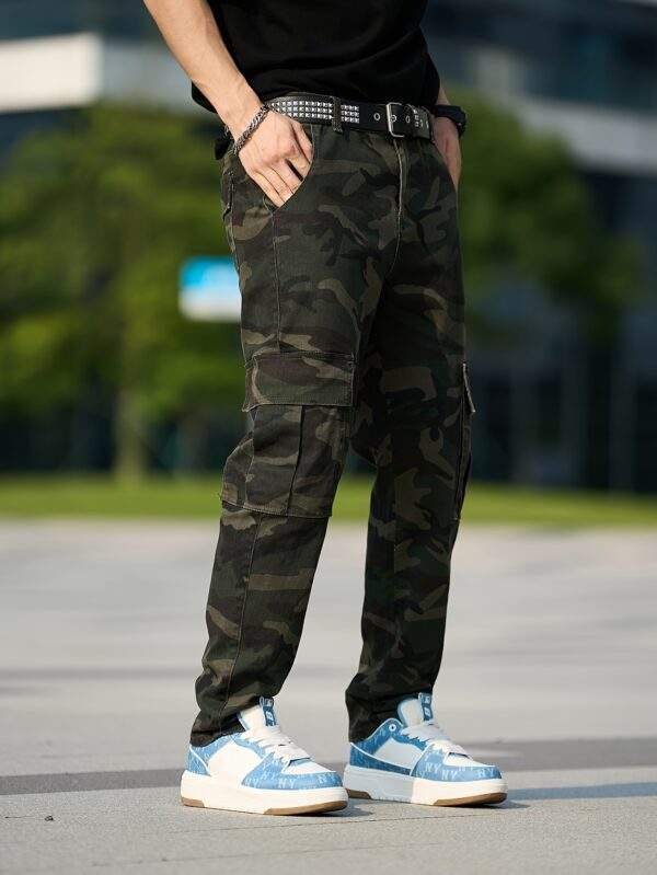 Men’s Plus Size Camo Cargo Jeans – Stretch Slim Fit Denim with Pockets, Olive Green, Casual Style for Spring/Summer/Fall, Skinny Fit, PLUS SIZE - Image 8