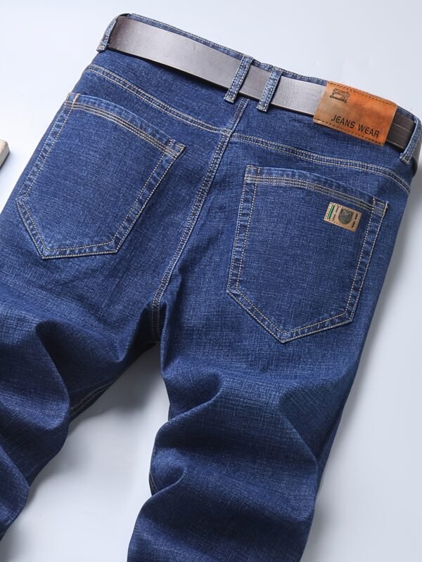 Men's Plus Size Business Casual Jeans – Light Blue Stretch Denim with Gold Buttons, Comfortable & Durable All-Season - Image 8