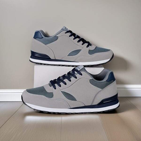 Men'S Stylish Low-Top Sneakers - Breathable Mesh, Lace-Up Running Shoes with Stylish Gray and Navy Design, Perfect for Casual and Street Wear, Casual Street Shoes|Minimalist Style|Breathable Upper, Sneakers - Image 10