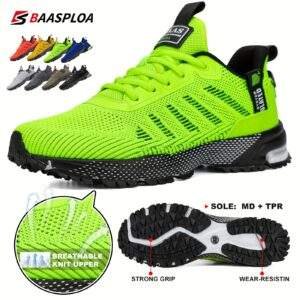 Baasploa Men’s Breathable Knitted Sports Shoes – Stylish, Lightweight for Running & Gym