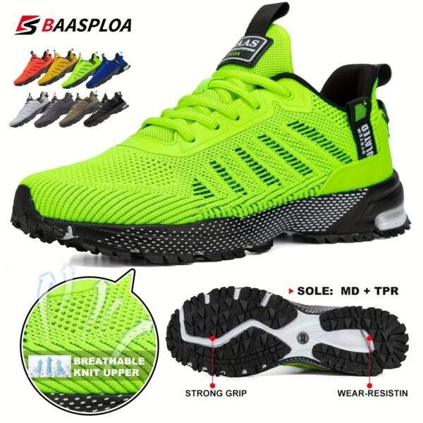 Baasploa Men’s Breathable Knitted Sports Shoes – Stylish, Lightweight for Running & Gym