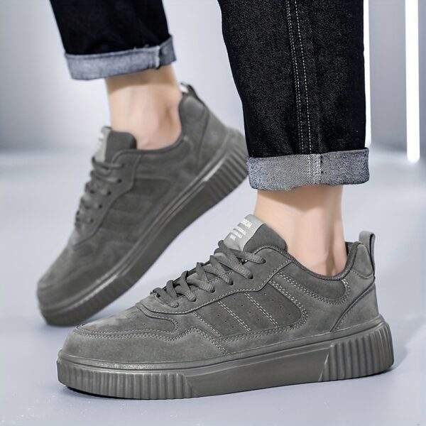 Men's Plus Size Lightweight Lace-Up Sneakers - Casual & Sporty, Beige Low-Top Skate Shoes with Durable MD Sole, Comfortable EVA Insole, Perfect for Casual Attire, Running & Outdoor Activities - Image 13