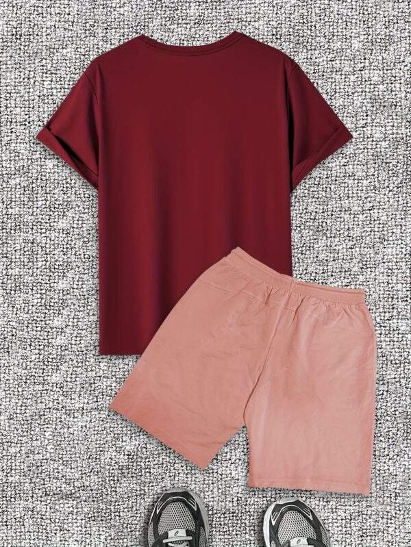 Men’s Coffee Signal Pattern Short Sleeve T-Shirt & Shorts Casual Set - Image 10