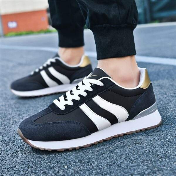 AOPLUS Men's Fashion Running Sneakers - Black & White Casual Sneakers with Rubber Sole, Lace-Up Low-Top Design for Casual Attire, Training & Outdoor Activities, Running Shoes - Image 7