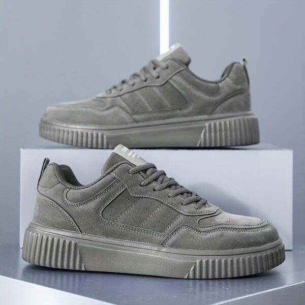 Men's Plus Size Lightweight Lace-Up Sneakers - Casual & Sporty, Beige Low-Top Skate Shoes with Durable MD Sole, Comfortable EVA Insole, Perfect for Casual Attire, Running & Outdoor Activities - Image 12
