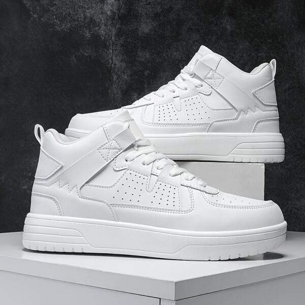 Men’s High-Top Fashion Sneakers – Casual Sports Lace-Up Running Shoes, PU Upper, EVA Cushioned Insole, MD Sole, All-Season Comfort - Image 2