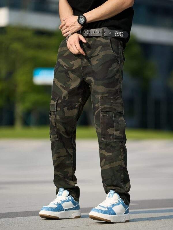Men’s Plus Size Camo Cargo Jeans – Stretch Slim Fit Denim with Pockets, Olive Green, Casual Style for Spring/Summer/Fall, Skinny Fit, PLUS SIZE - Image 7