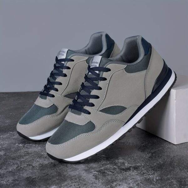 Men'S Stylish Low-Top Sneakers - Breathable Mesh, Lace-Up Running Shoes with Stylish Gray and Navy Design, Perfect for Casual and Street Wear, Casual Street Shoes|Minimalist Style|Breathable Upper, Sneakers