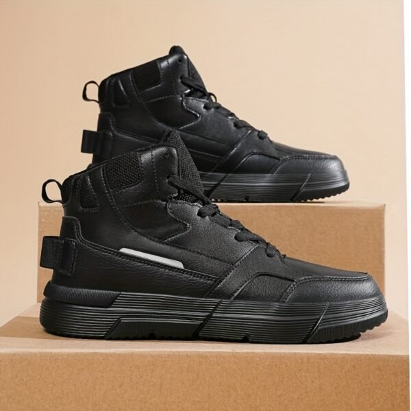 High-Top Casual Sneakers in Black & White - Breathable Fabric, Non-Slip EVA Sole, Lace-Up, Versatile for All Seasons, Sizes 5-14 - Image 7