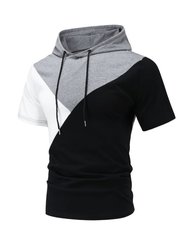 Men’s Spring/Summer Casual Sports Hoodie & Shorts Set – Short Sleeve, Three-Color Contrast, Outdoor Activewear - Image 9