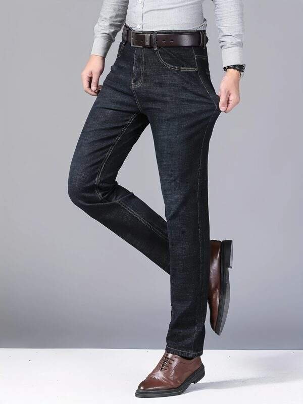Plus Size Men’s Jeans – Elastic Straight Leg with Unique Printed Pockets, Comfortable All-Season Casual & Business Style Pants - Image 5