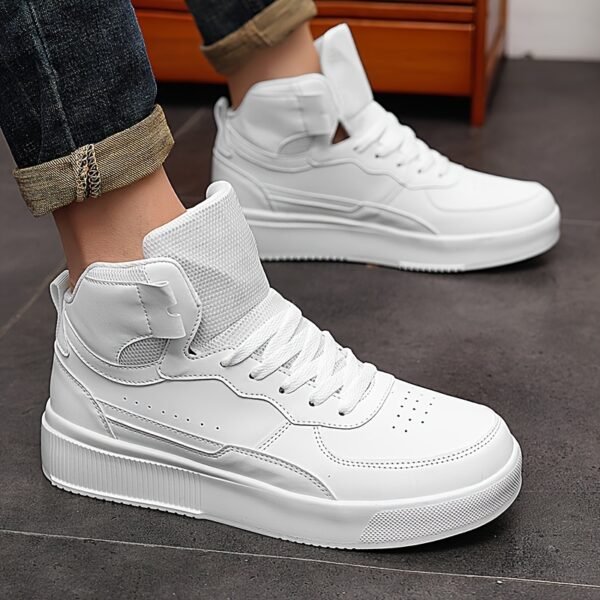 Men'S High-Top Casual Sneakers - Black & White Two-Tone Design, Lace-Up, Comfortable EVA Sole, All-Season Versatile Footwear for Everyday and Outdoor Activities - Image 8